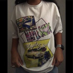 shein white and yellow car shirt